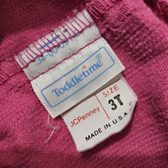 Vintage JCPenney Pink subtle corduroy overalls with adjusrable button straps 3T - Picture 7 of 8